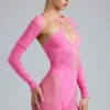 Melody Embellished Cut-Out Unitard in Bubblegum Pink
