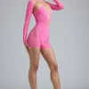 Melody Embellished Cut-Out Unitard in Bubblegum Pink