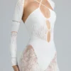 Melody Embellished Cut-Out Unitard in Ivory