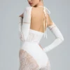 Melody Embellished Cut-Out Unitard in Ivory