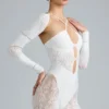 Melody Embellished Cut-Out Unitard in Ivory