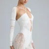 Melody Embellished Cut-Out Unitard in Ivory