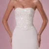 Melora Embellished Corset Strapless Gown in Ivory Melora Embellished Corset Strapless Gown in Ivory