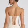 Melvina Ruched Lace-Up Strapless Corset Top in Ivory