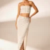 Merope Hand Embellished Maxi Skirt in Ivory