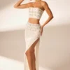 Merope Hand Embellished Maxi Skirt in Ivory