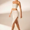 Merope Hand Embellished Maxi Skirt in Ivory