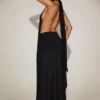 Merryth Soft-Jersey Halterneck Backless Maxi Dress in Black