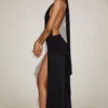 Merryth Soft-Jersey Halterneck Backless Maxi Dress in Black