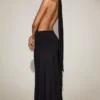 Merryth Soft-Jersey Halterneck Backless Maxi Dress in Black