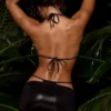 Metallic Swim Ruched Micro Mini Skirt in Black