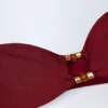 Miami Bead-Embellished Cut-Out Bandeau Swimsuit in Dark Cherry