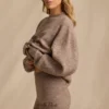Mid-Rise Knit Mini Shorts in Brown Marl