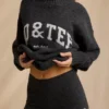 Mid-Rise Knit Mini Shorts in Charcoal Marl