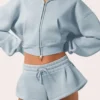 Mid-Rise Shorts in Powder Blue