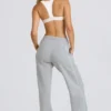 Mid-Rise Straight-Leg Joggers in Grey Marl