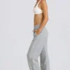 Mid-Rise Straight-Leg Joggers in Grey Marl