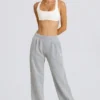 Mid-Rise Straight-Leg Joggers in Grey Marl