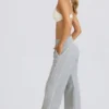 Mid-Rise Straight-Leg Joggers in Grey Marl