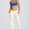 Mid-Rise Straight-Leg Joggers in White