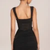 Miller Corseted Draped Skirt Mini Dress in Black