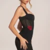 Miller Corseted Draped Skirt Mini Dress in Black
