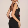 Miller Corseted Draped Skirt Mini Dress in Black