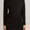 Mira Modal Off-Shoulder Wrap Mini Dress in Black
