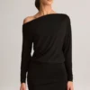 Mira Modal Off-Shoulder Wrap Mini Dress in Black