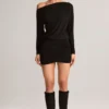 Mira Modal Off-Shoulder Wrap Mini Dress in Black