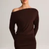 Mira Modal Off-Shoulder Wrap Mini Dress in Chocolate Brown