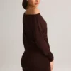 Mira Modal Off-Shoulder Wrap Mini Dress in Chocolate Brown