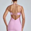 Mirabel Cowl-Neck A-Line Mini Dress in Baby Pink
