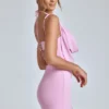 Mirabel Cowl-Neck A-Line Mini Dress in Baby Pink