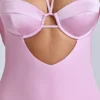 Mirabel Cowl-Neck A-Line Mini Dress in Baby Pink