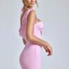 Mirabel Cowl-Neck A-Line Mini Dress in Baby Pink