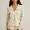 Mirae Modal Long-Sleeve Pyjama Top in Lemon Print
