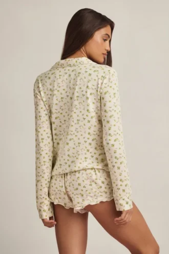 Mirae Modal Long-Sleeve Pyjama Top in Lemon Print