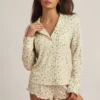 Mirae Modal Long-Sleeve Pyjama Top in Lemon Print
