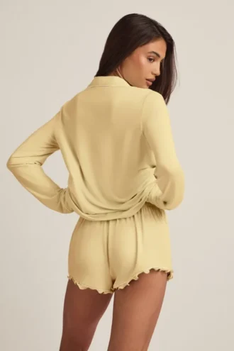 Mirae Modal Long-Sleeve Pyjama Top in Pastel Yellow