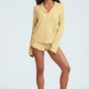 Mirae Modal Long-Sleeve Pyjama Top in Pastel Yellow