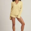 Mirae Modal Long-Sleeve Pyjama Top in Pastel Yellow
