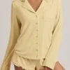 Mirae Modal Long-Sleeve Pyjama Top in Pastel Yellow