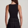 Mirandria Soft Jersey Square-Neck Ruched Top in Black