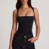Mirandria Soft Jersey Square-Neck Ruched Top in Black
