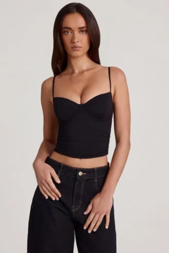 Mirelle Modal Underwired Camisole Ruched Top in Black