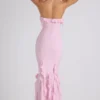Mireya Ruffle-Trim Halterneck Gown in Soft Pink