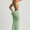 Mirri Bouclé Halterneck Maxi Dress in Mint