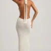 Mirri Bouclé Halterneck Maxi Dress in White