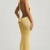 Mirri Bouclé Halterneck Maxi Dress in Yellow